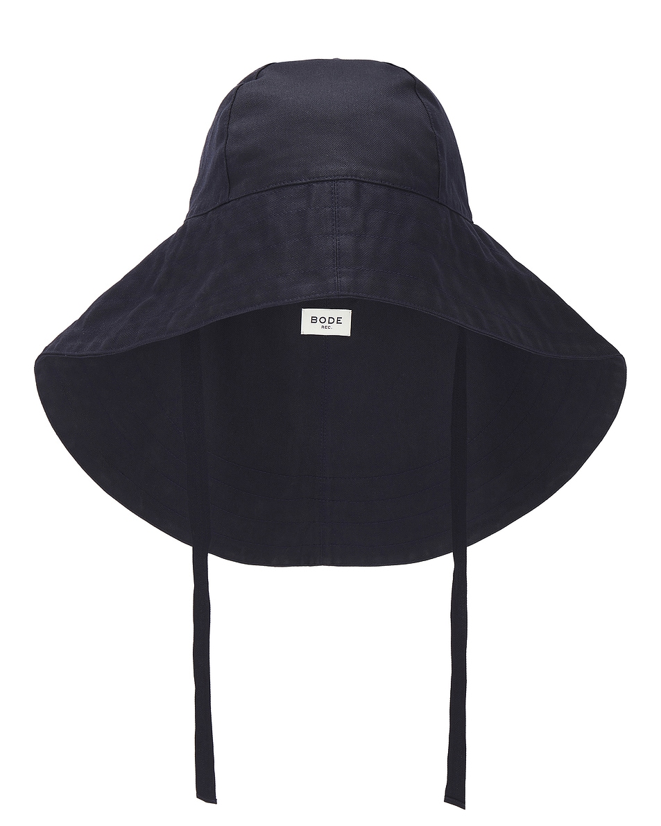Image 1 of BODE Waxed Herringbone Rain Hat in Navy