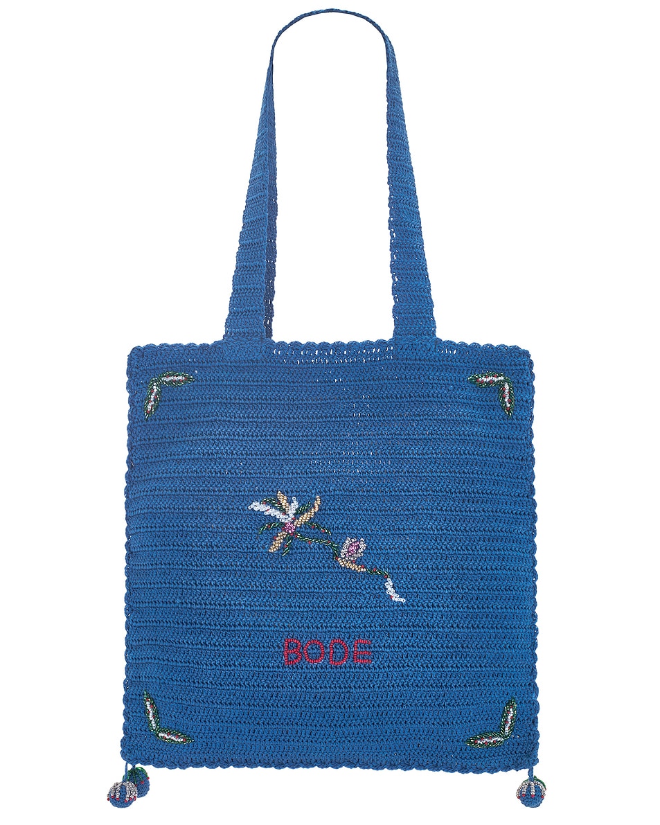 Image 1 of BODE Laurel Crochet Tote Bag in Blue