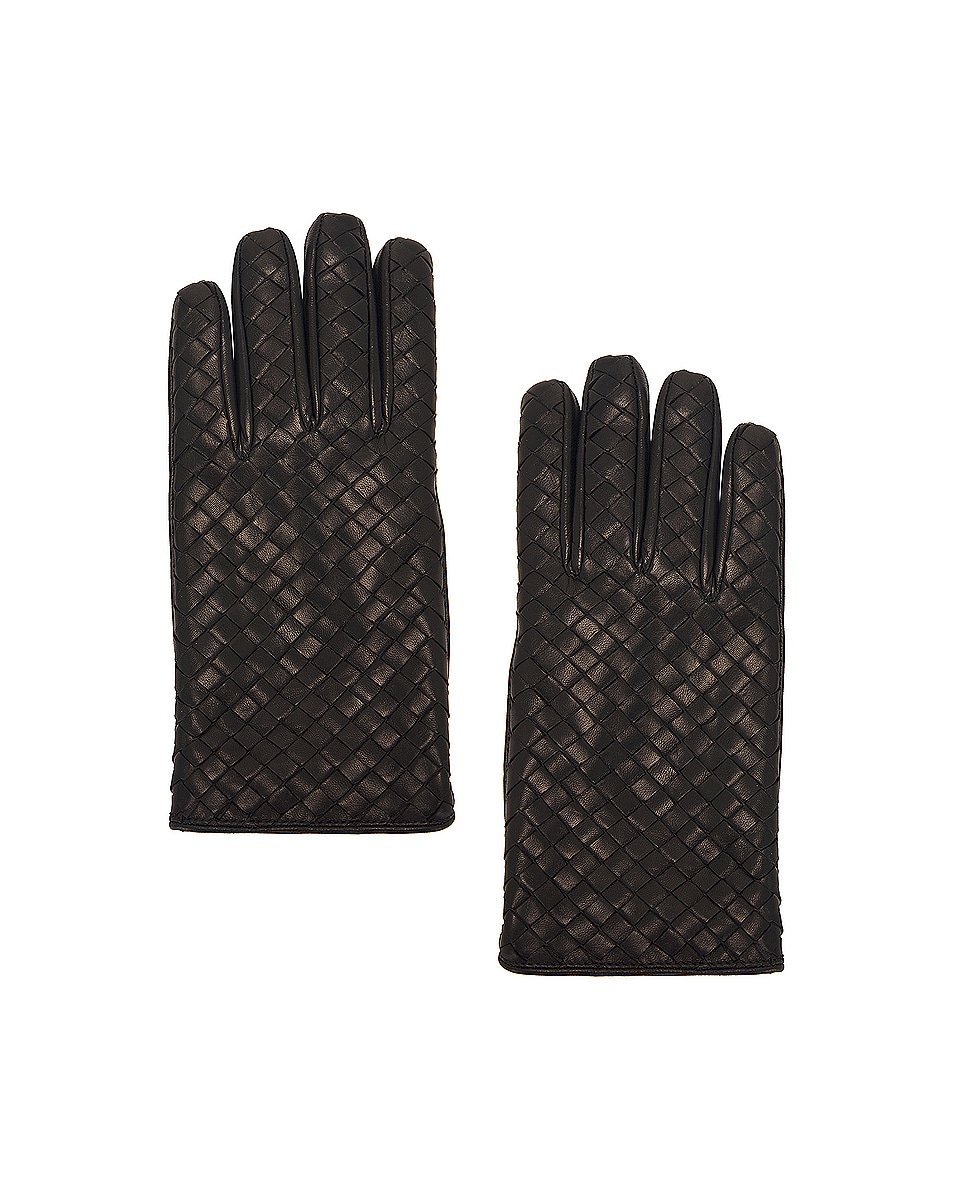Image 1 of Bottega Veneta Intreccio Gloves in Black