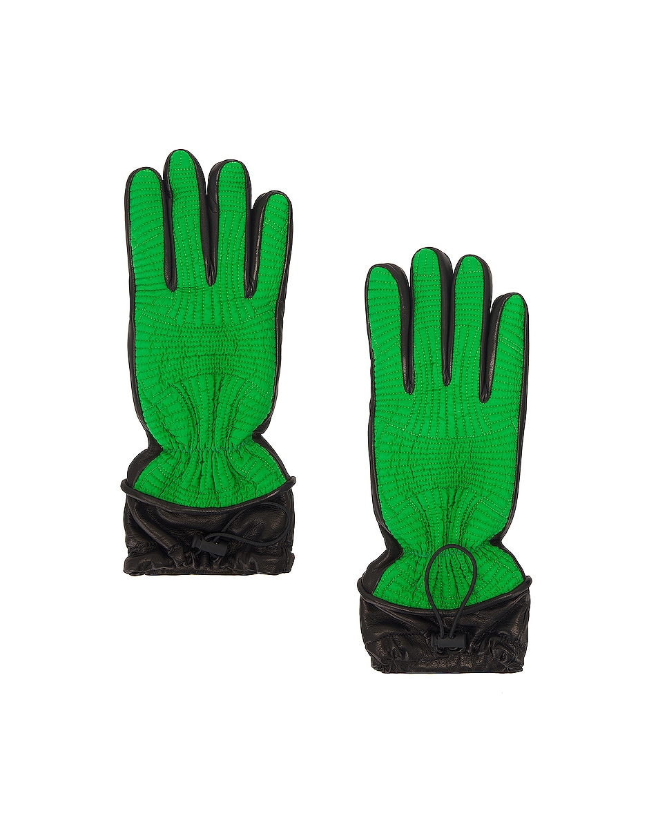 Image 1 of Bottega Veneta Ntreccio Gloves in Parakeet & Black