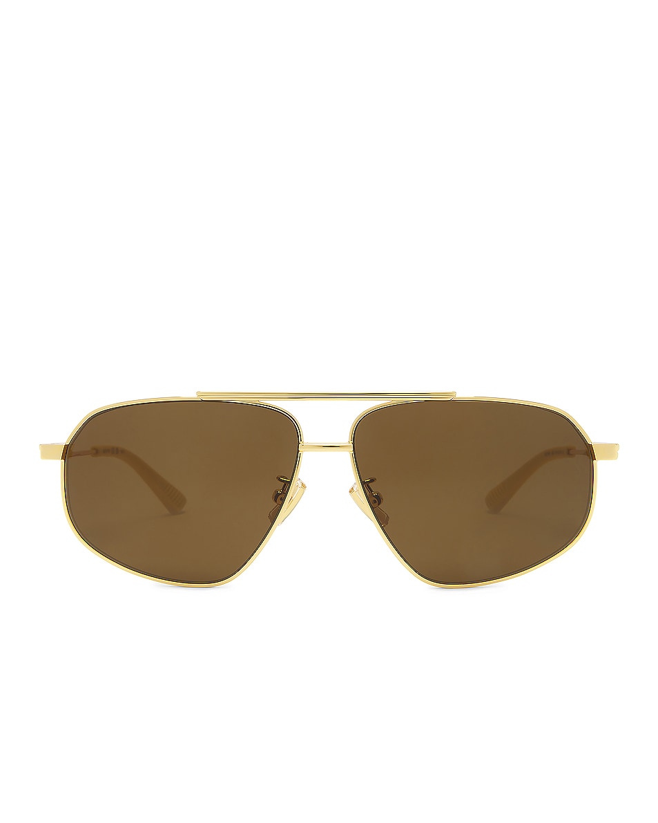 Image 1 of Bottega Veneta Full Metal Sunglasses in Shiny Gold