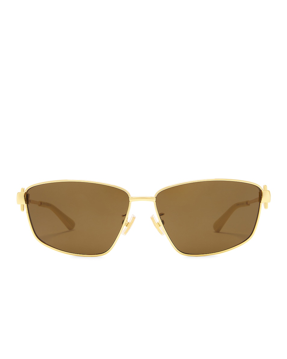Image 1 of Bottega Veneta New Triangle Metal Sunglasses in Shiny Gold