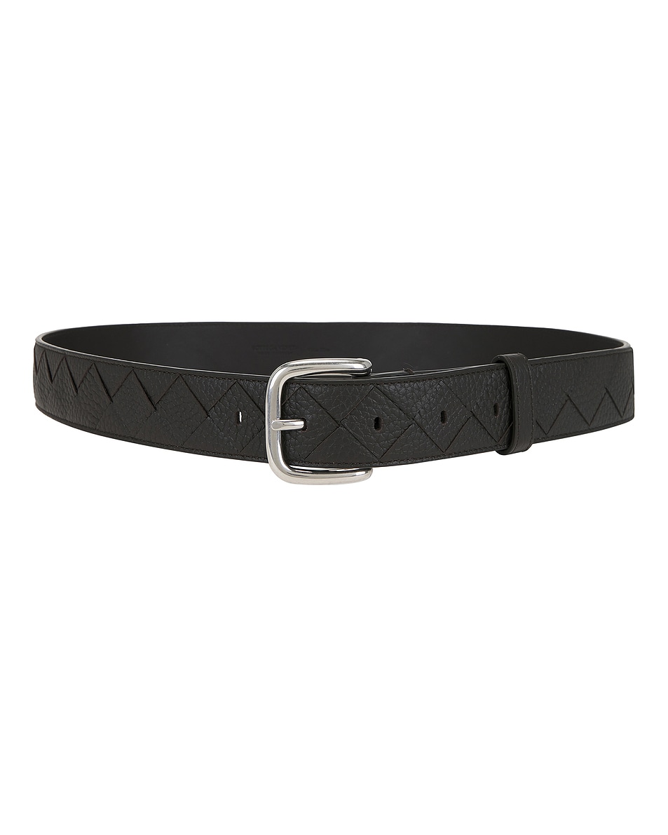 Image 1 of Bottega Veneta Intrecciato Taurillon 3.5 CM Belt in Fondant & Silver