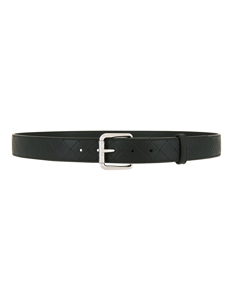 Image 1 of Bottega Veneta Intrecciato Stamp 3.5cm Belt in Camping & Silver