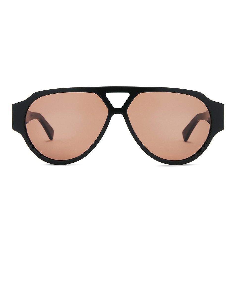 Image 1 of Bottega Veneta Bold Triangle Stud Sunglasses in Green & Brown