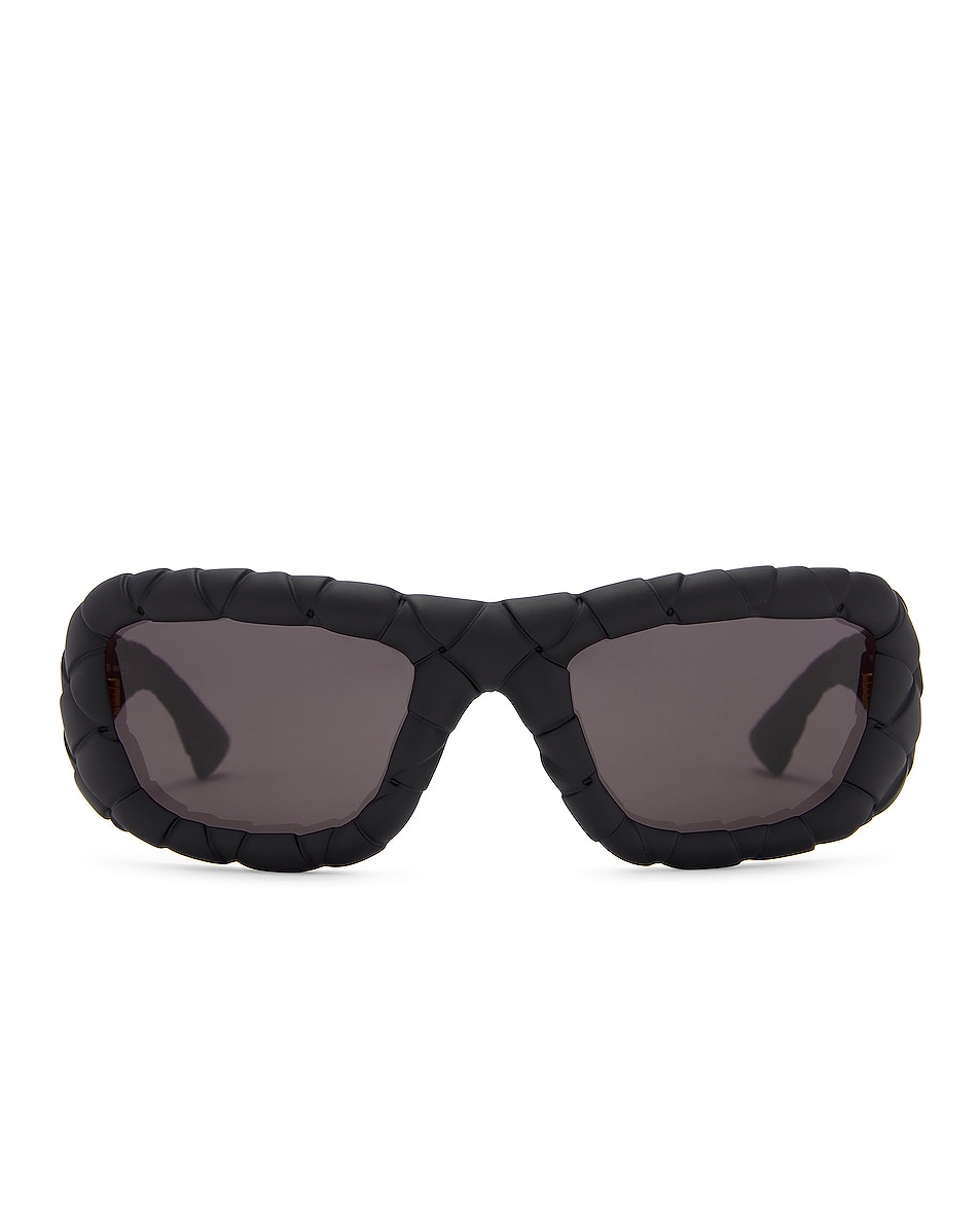 Image 1 of Bottega Veneta Intrecciato Sunglasses in Soft Touch Black