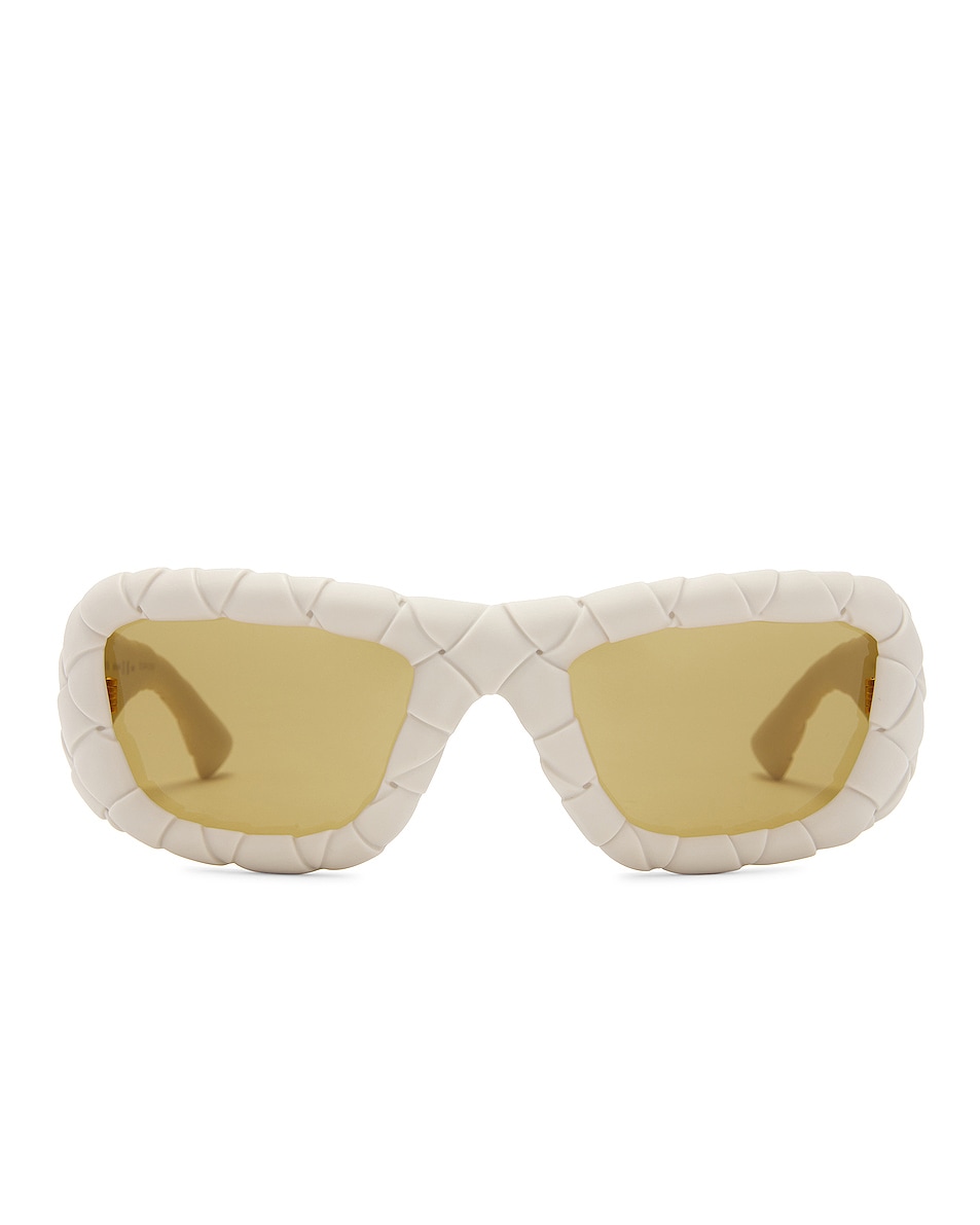 Image 1 of Bottega Veneta Intrecciato Sunglasses in Soft Touch Solid Chalk White