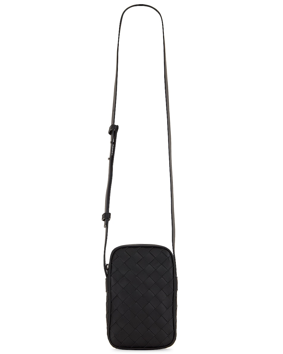 Image 1 of Bottega Veneta Structured Phone Pouch in Black Silver