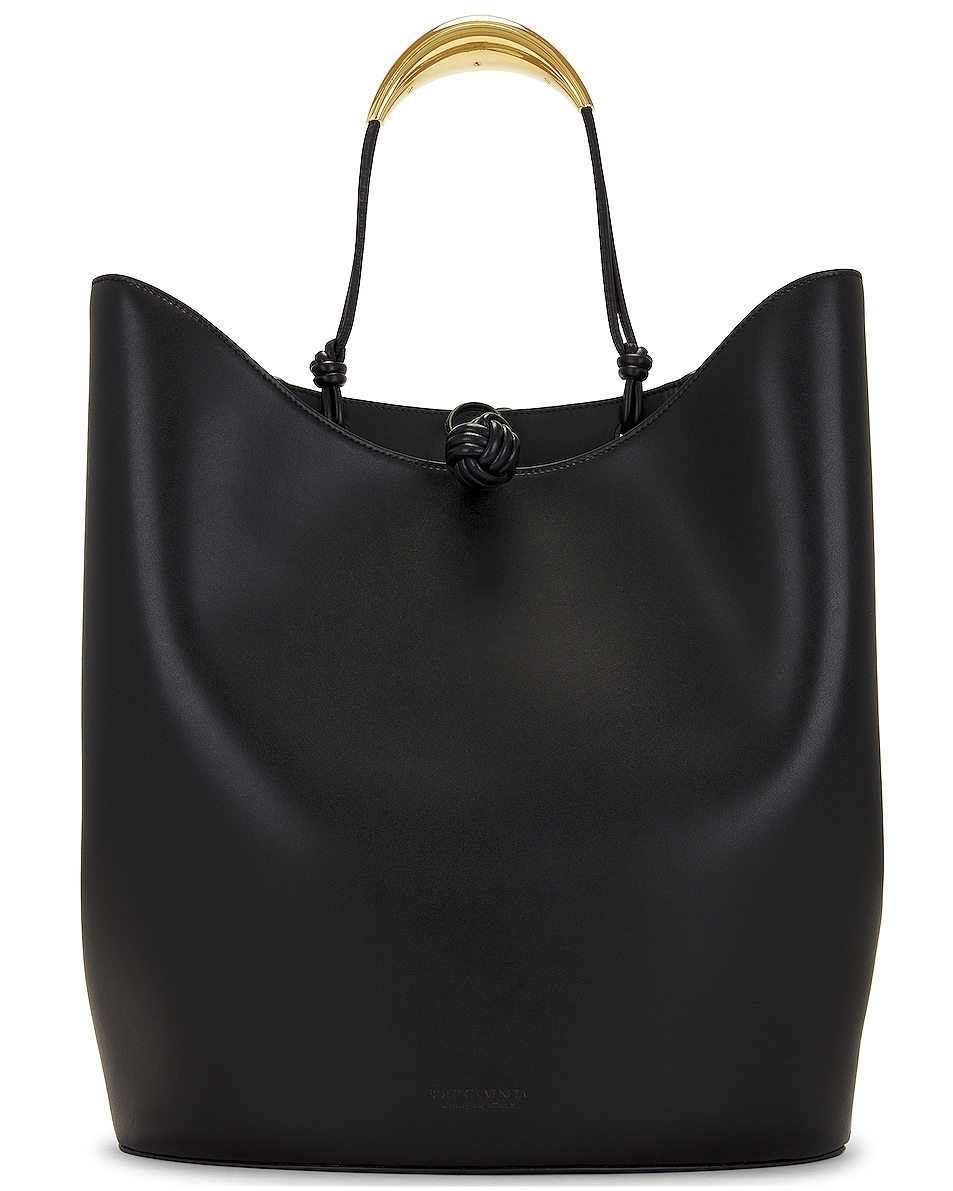 Image 1 of Bottega Veneta Medium Double Clam Bucket Urban Leather in Black