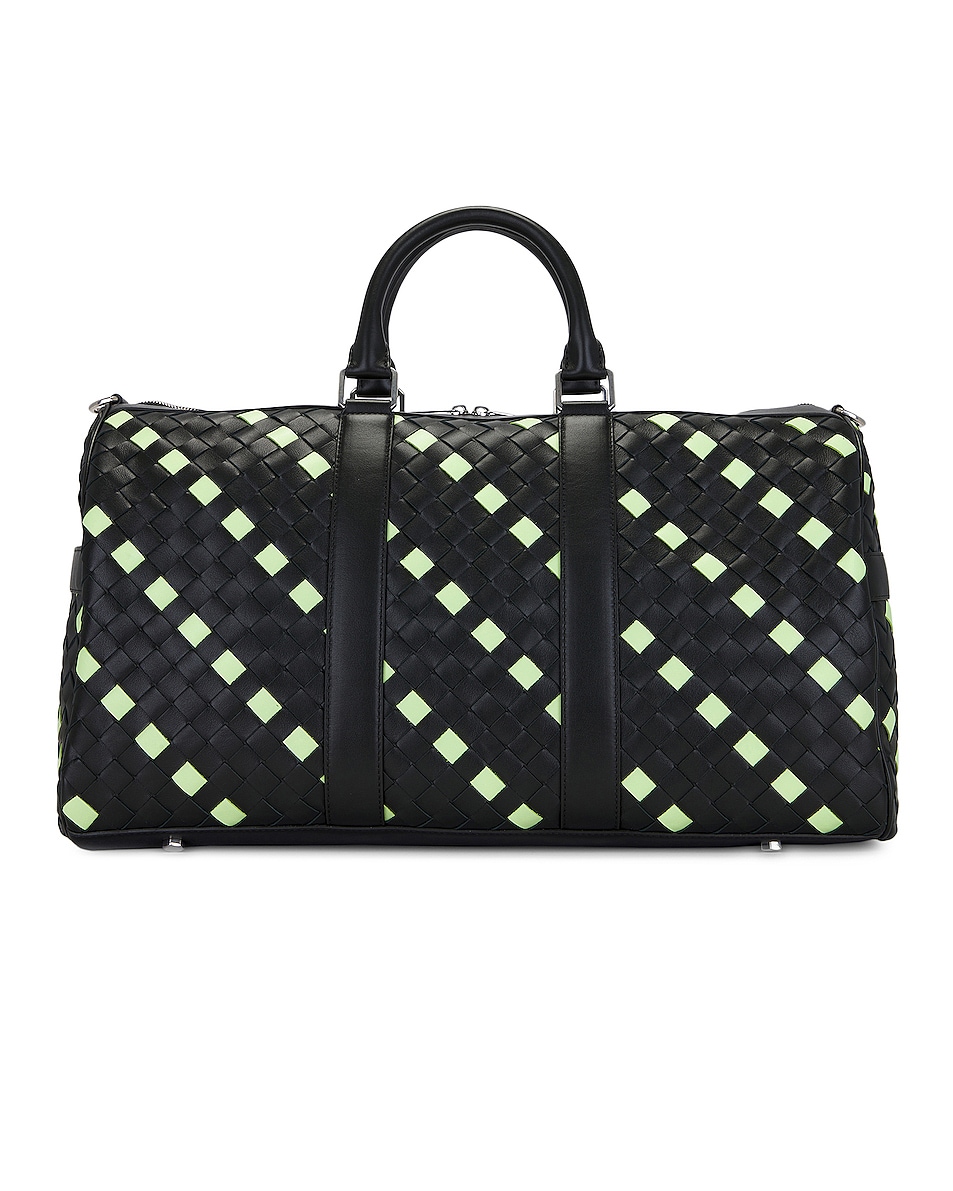 Image 1 of Bottega Veneta Medium Classic Intrecciato Duffle Avenue Stripes in Dark Green