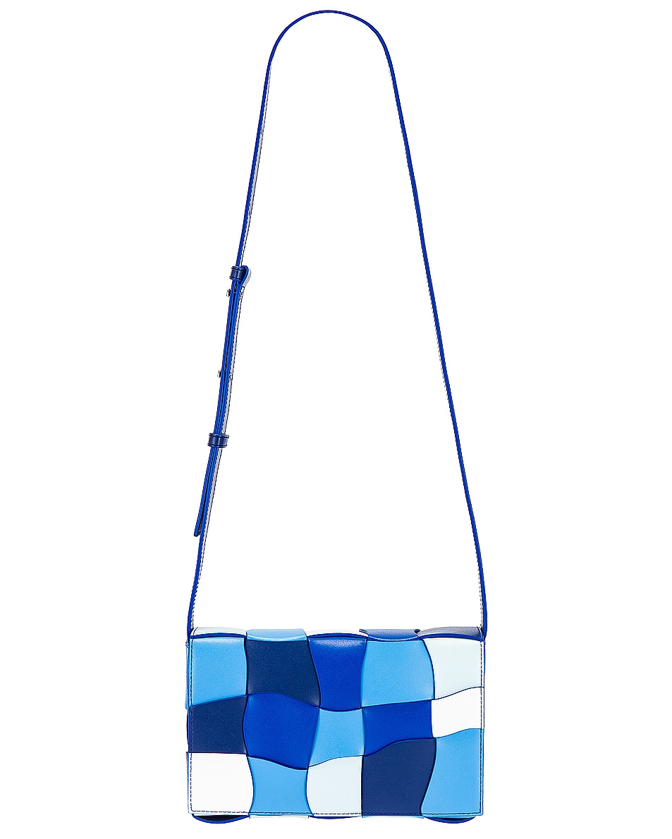 Image 1 of Bottega Veneta Medium Cassette Urban Leather Distorted Pool Bag in Navy, Blue, & White