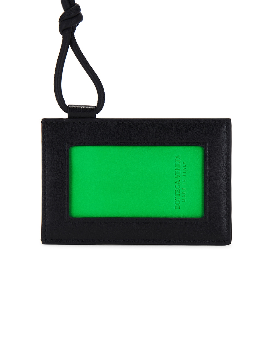 Image 1 of Bottega Veneta Cassette Badge Holder in Black & Parakeet