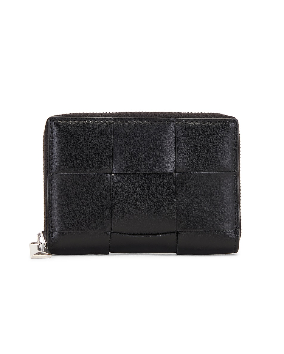 Image 1 of Bottega Veneta Cassette Zipped Coin Purse in Black & Parakeet