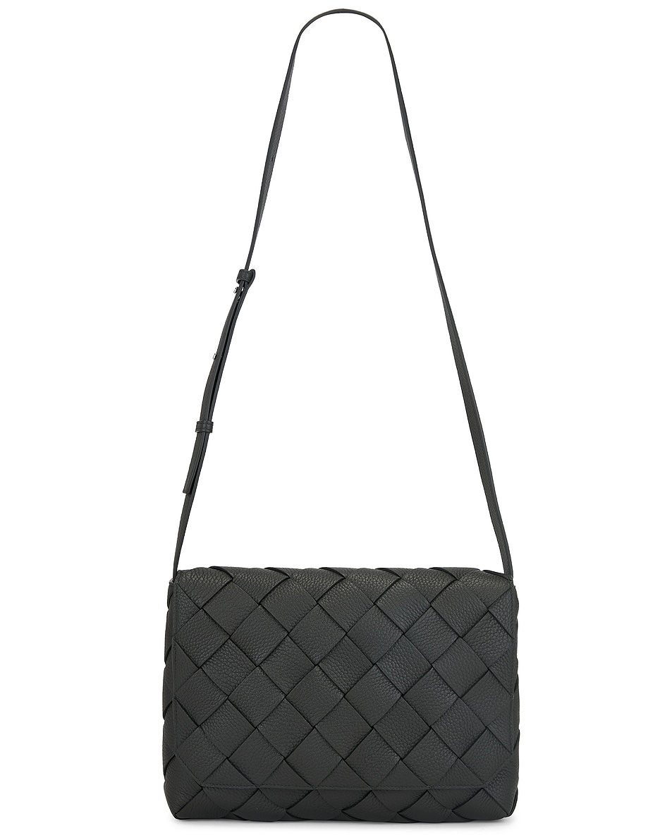 Image 1 of Bottega Veneta Intreccio Taurillon Crossbody Bag in Dark Green & Silver
