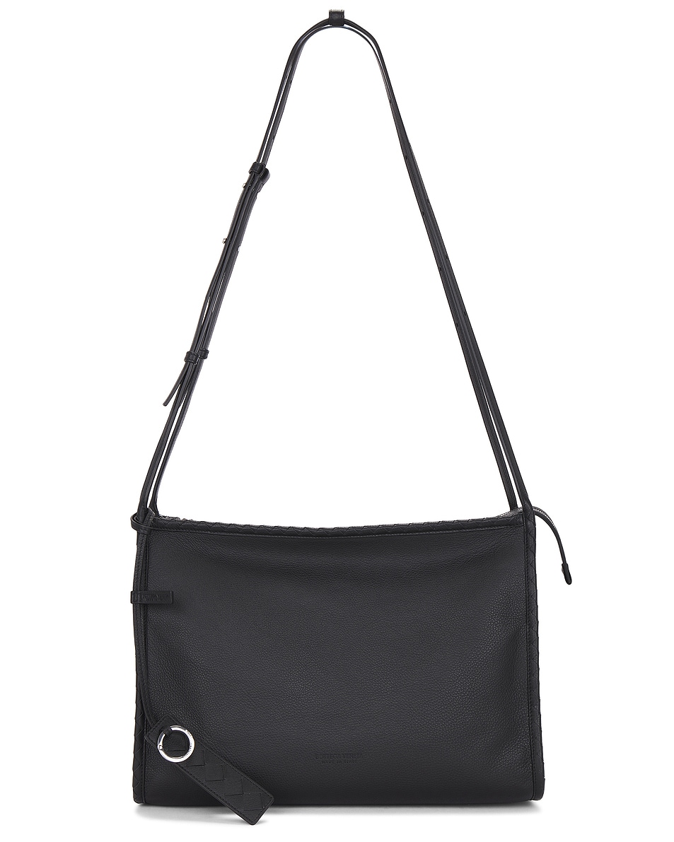 Image 1 of Bottega Veneta Moony Calf Corriere Messenger Bag in Black & Silver