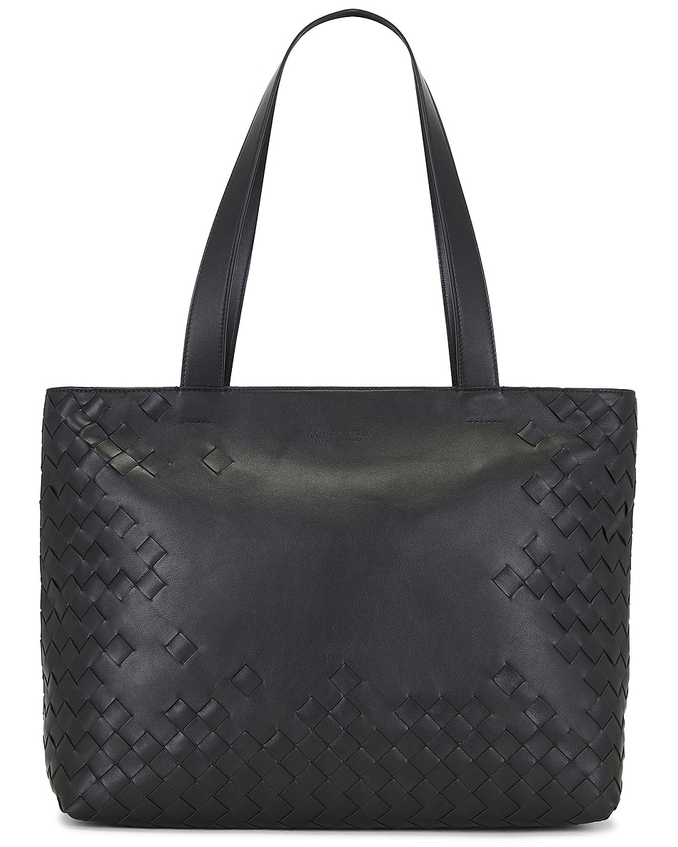 Image 1 of Bottega Veneta Intrecciato 15 Silky Calf Archibe Tote Bag I in Black & Silver
