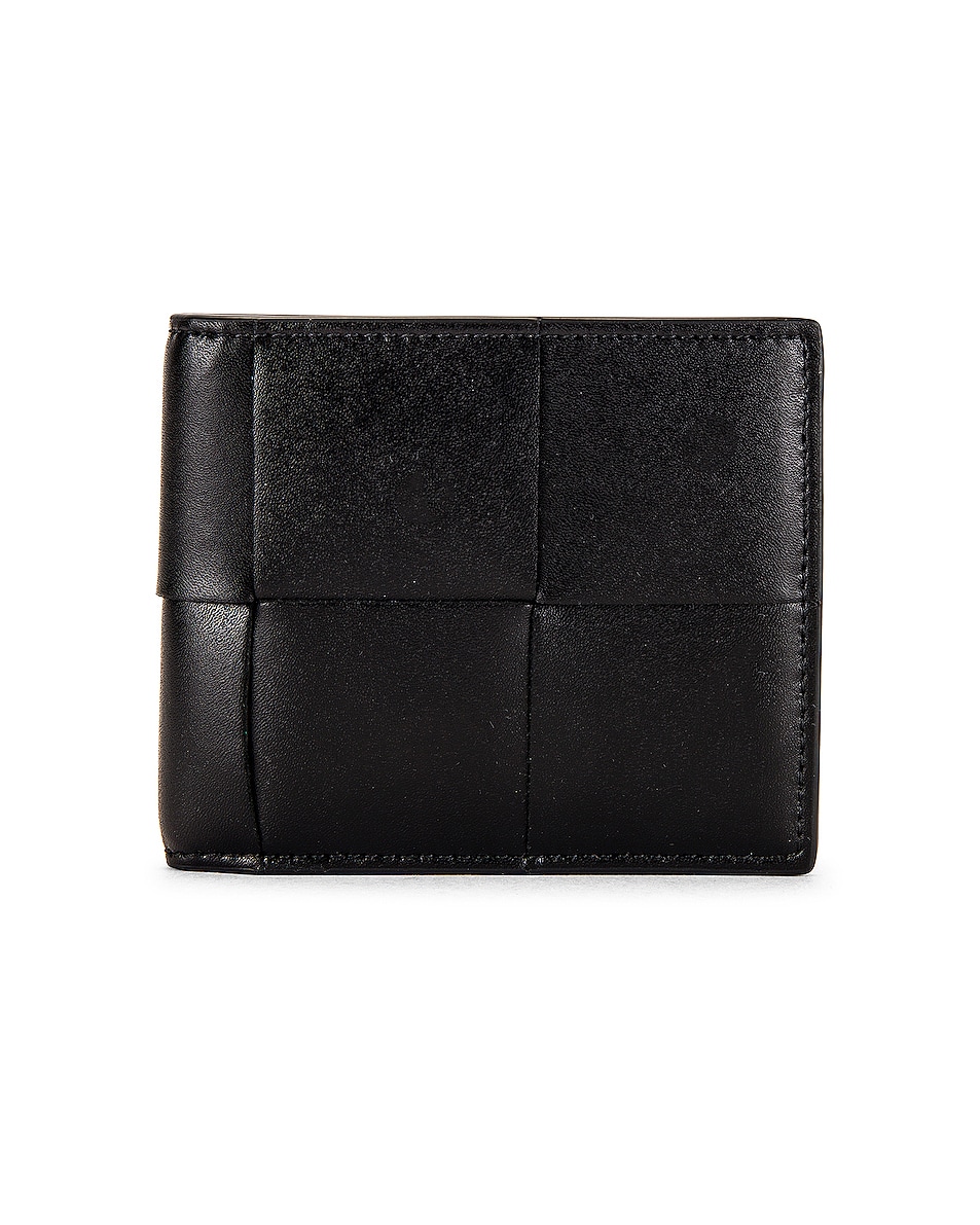 Image 1 of Bottega Veneta Urban Leather Billfold Wallet in Black & Silver