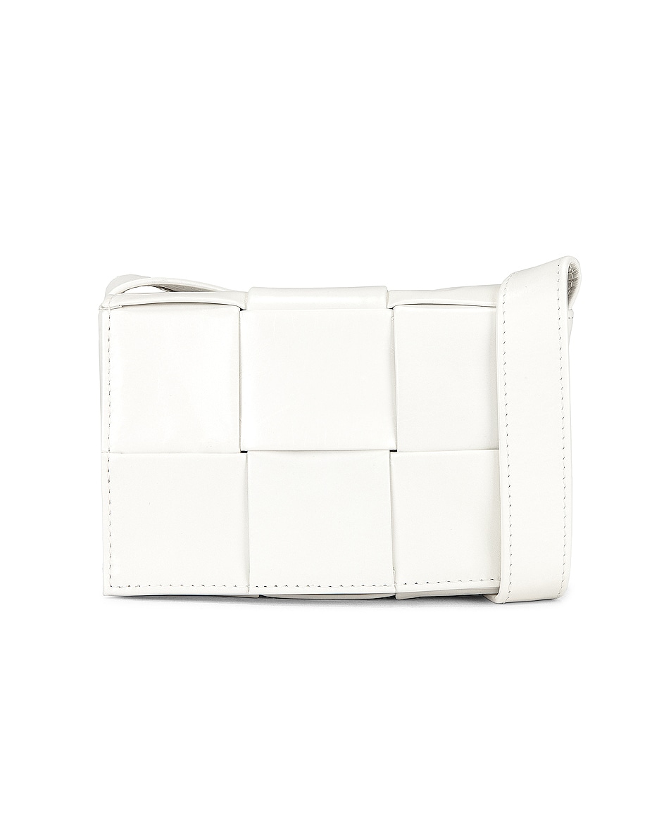 Image 1 of Bottega Veneta Card Case With Strap in White & Silver