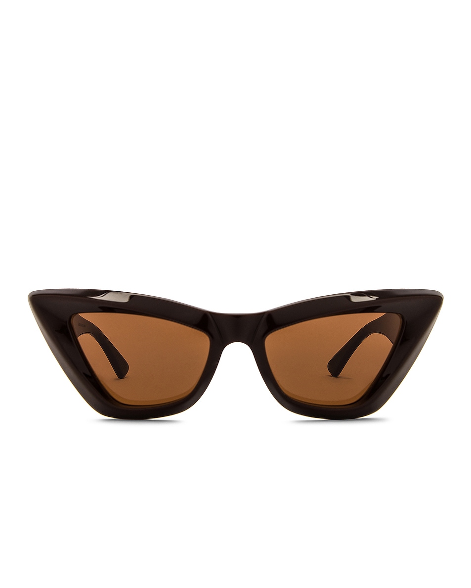 Image 1 of Bottega Veneta Acetate Cat Eye Sunglasses in Shiny Solid Fondant Brown
