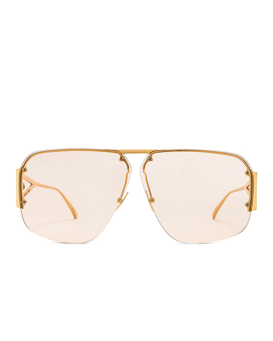 Image 1 of Bottega Veneta Triangle Pilot Sunglasses in Shiny Gold