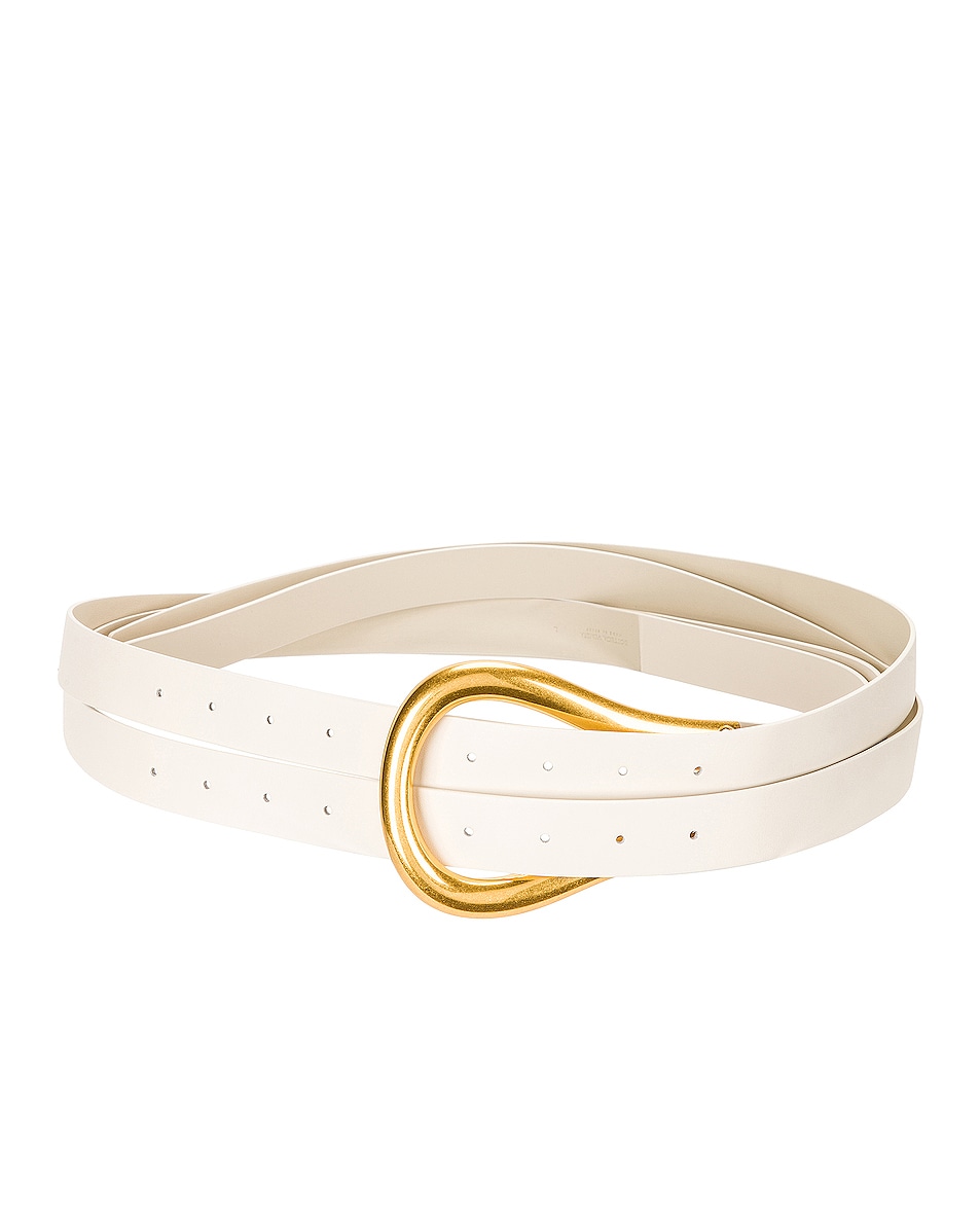 Bottega Veneta Leather Belt in White & Gold | FWRD