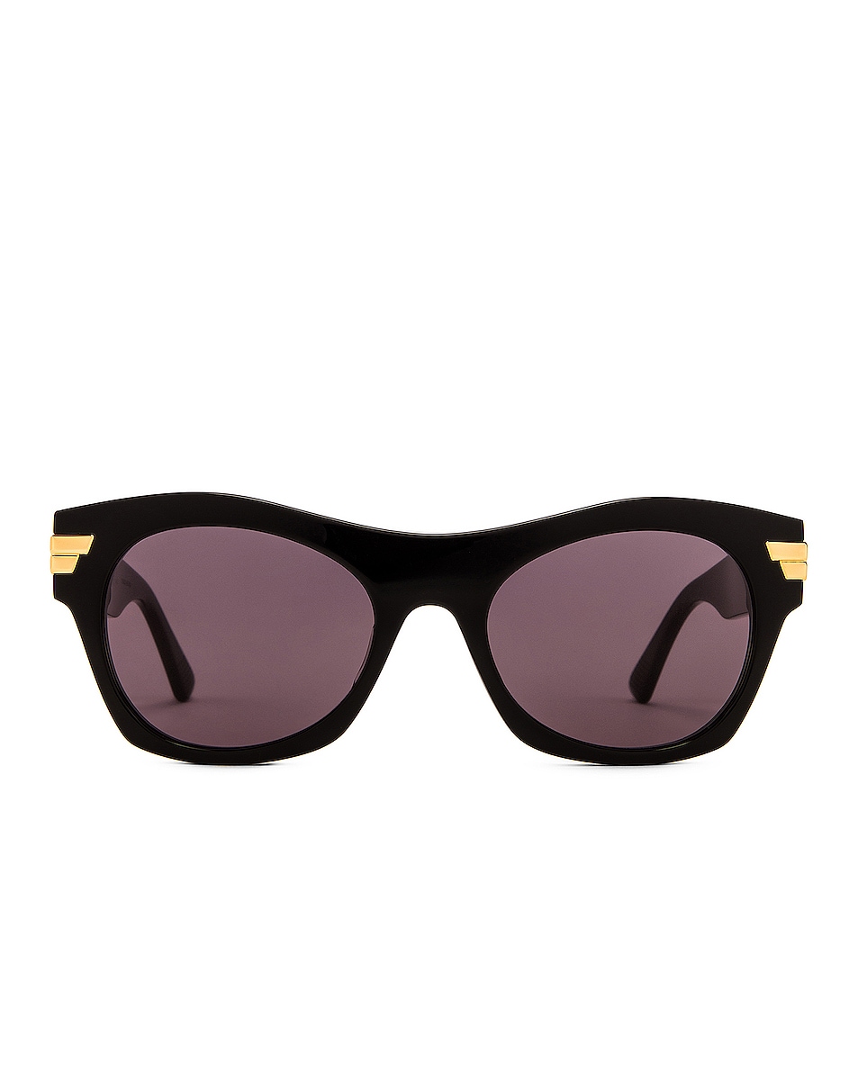 Image 1 of Bottega Veneta Bold Ribbon Intreccio Sunglasses in Shiny Black