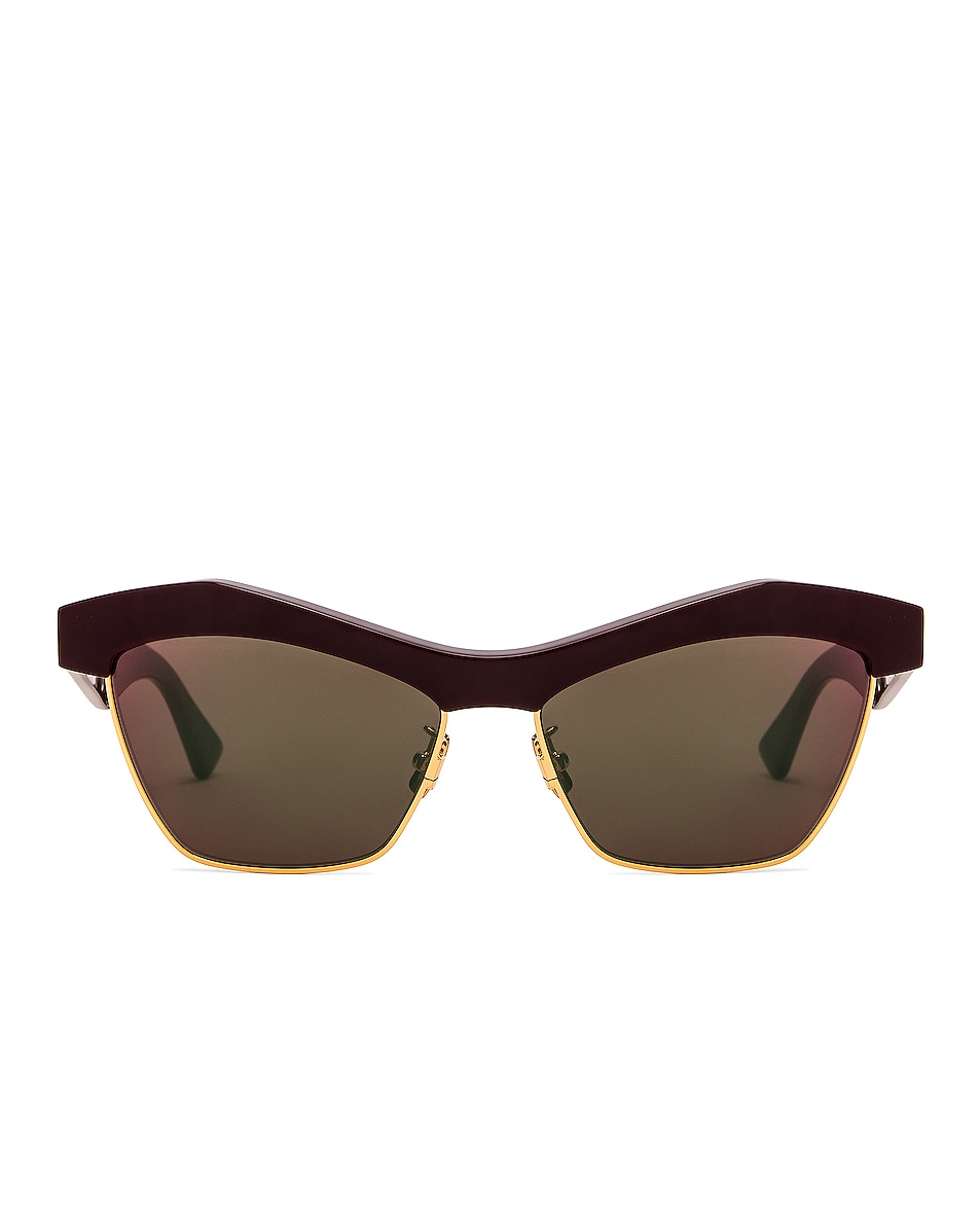 Image 1 of Bottega Veneta Cat Eye Sunglasses in Shiny Solid Burgundy