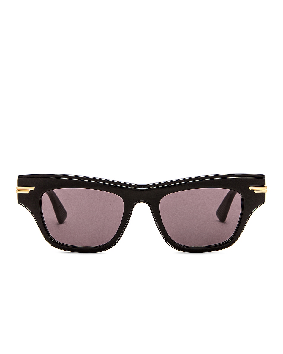 Image 1 of Bottega Veneta Original Rectangular Sunglasses in Shiny Black