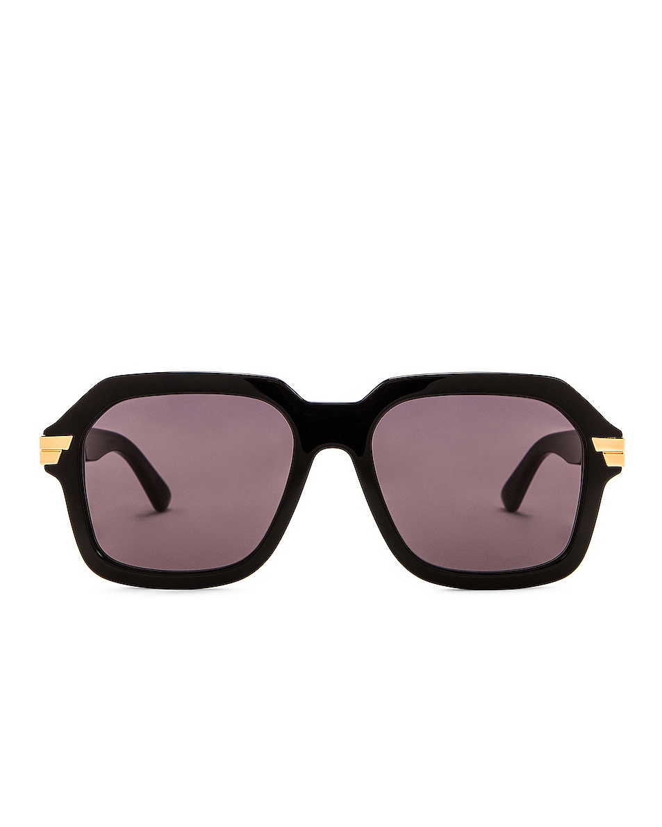 Image 1 of Bottega Veneta Bold Ribbon Acetate Sunglasses in Shiny Black