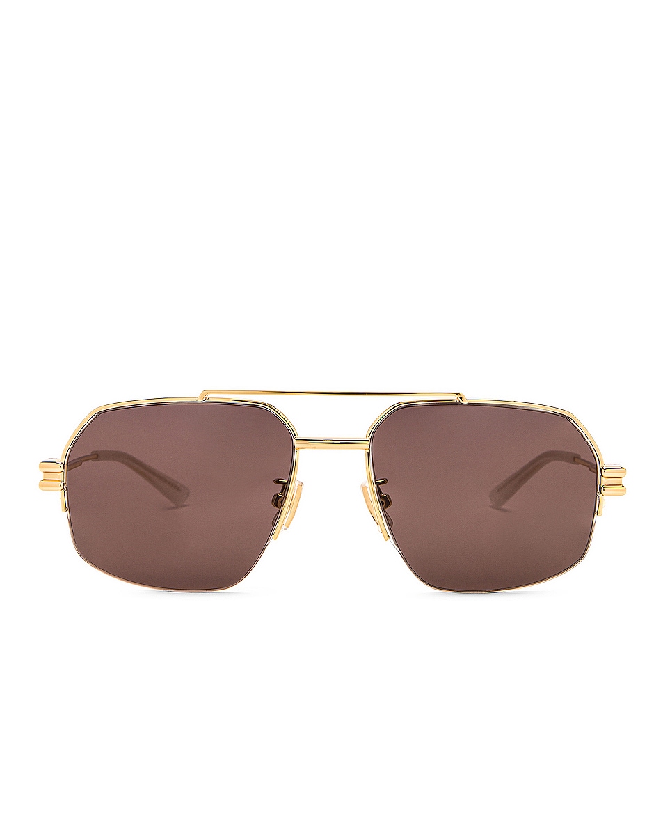 Image 1 of Bottega Veneta Lock Metal Sunglasses in Shiny Gold LV