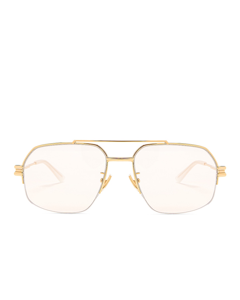 Image 1 of Bottega Veneta Lock Metal Sunglasses in Shiny Gold LV