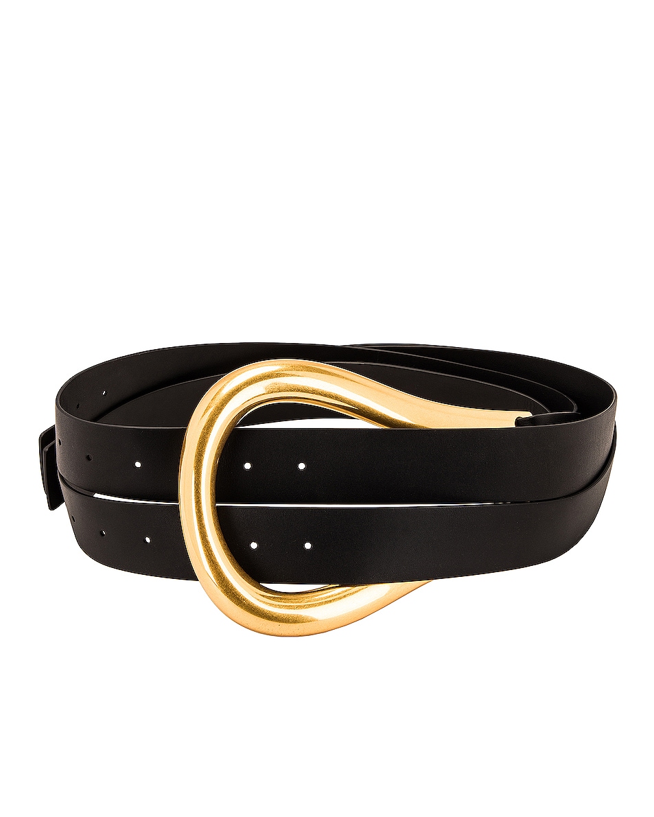 Bottega Medium Horsebit Belt in Black & Gold FWRD