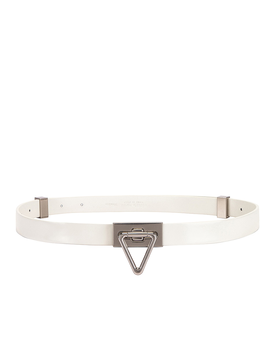 Image 1 of Bottega Veneta Triangle Lock Belt in White & Silver