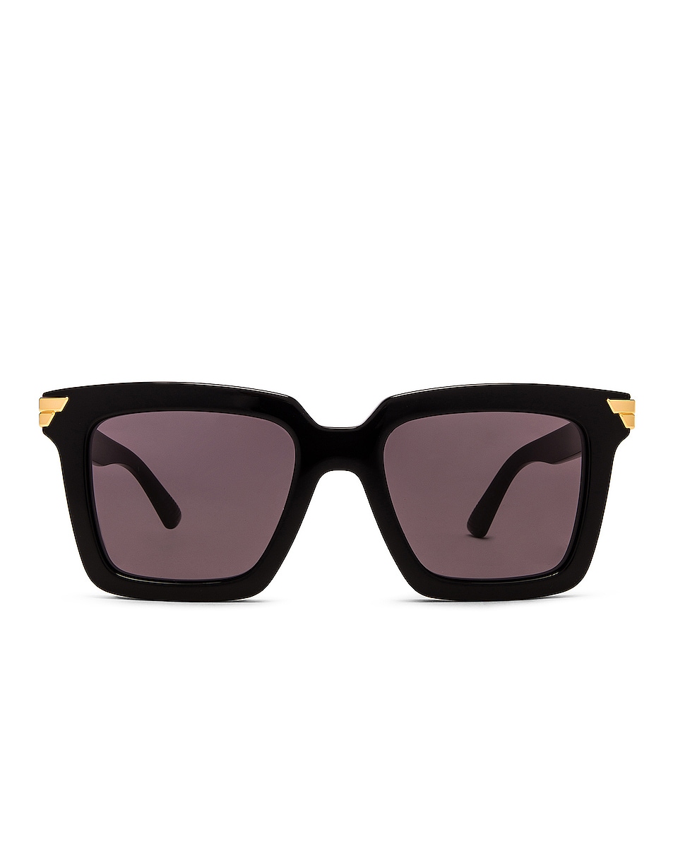 Image 1 of Bottega Veneta Bold Ribbon Square Sunglasses in Shiny Black
