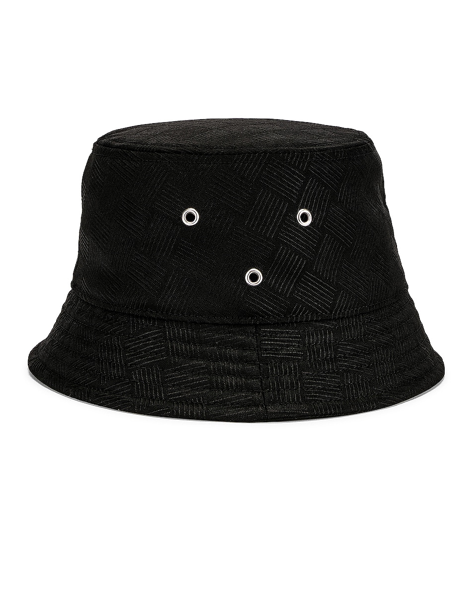 Image 1 of Bottega Veneta Intreccio Jacquard Nylon Bucket Hat in Black