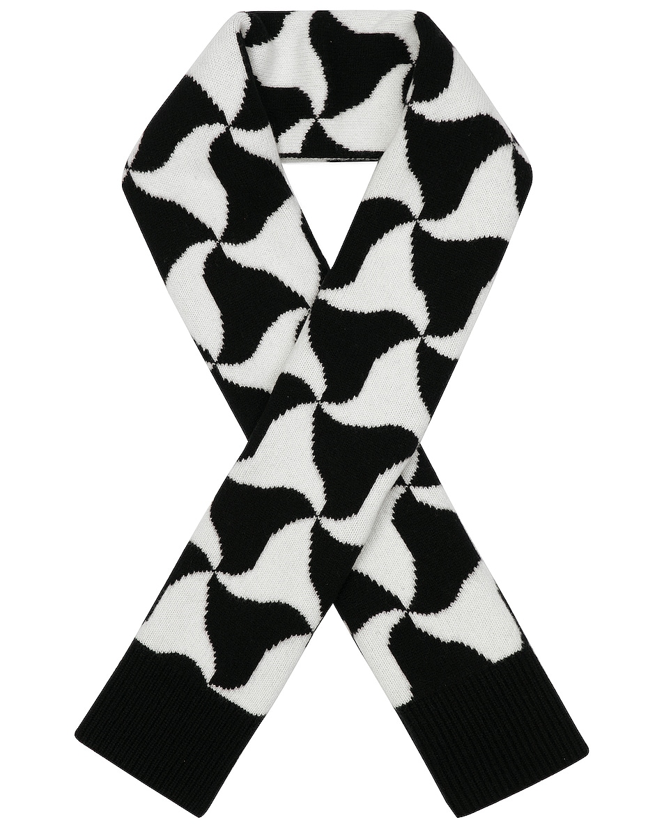 Image 1 of Bottega Veneta Wavy Triangle Wool Scarf in Black & White