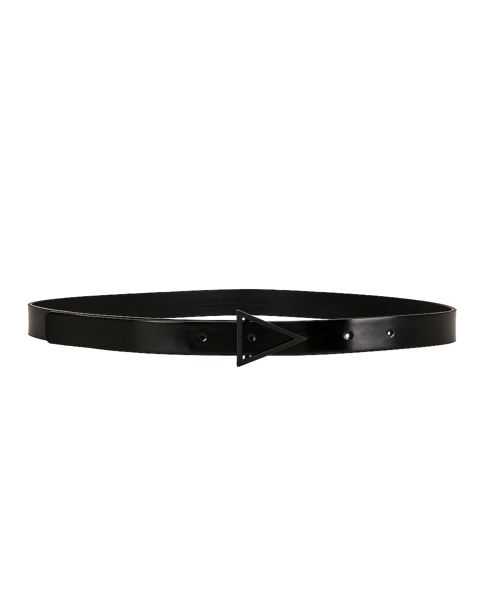 Image 1 of Bottega Veneta Triangle Spazzolato Belt in Black & Gold