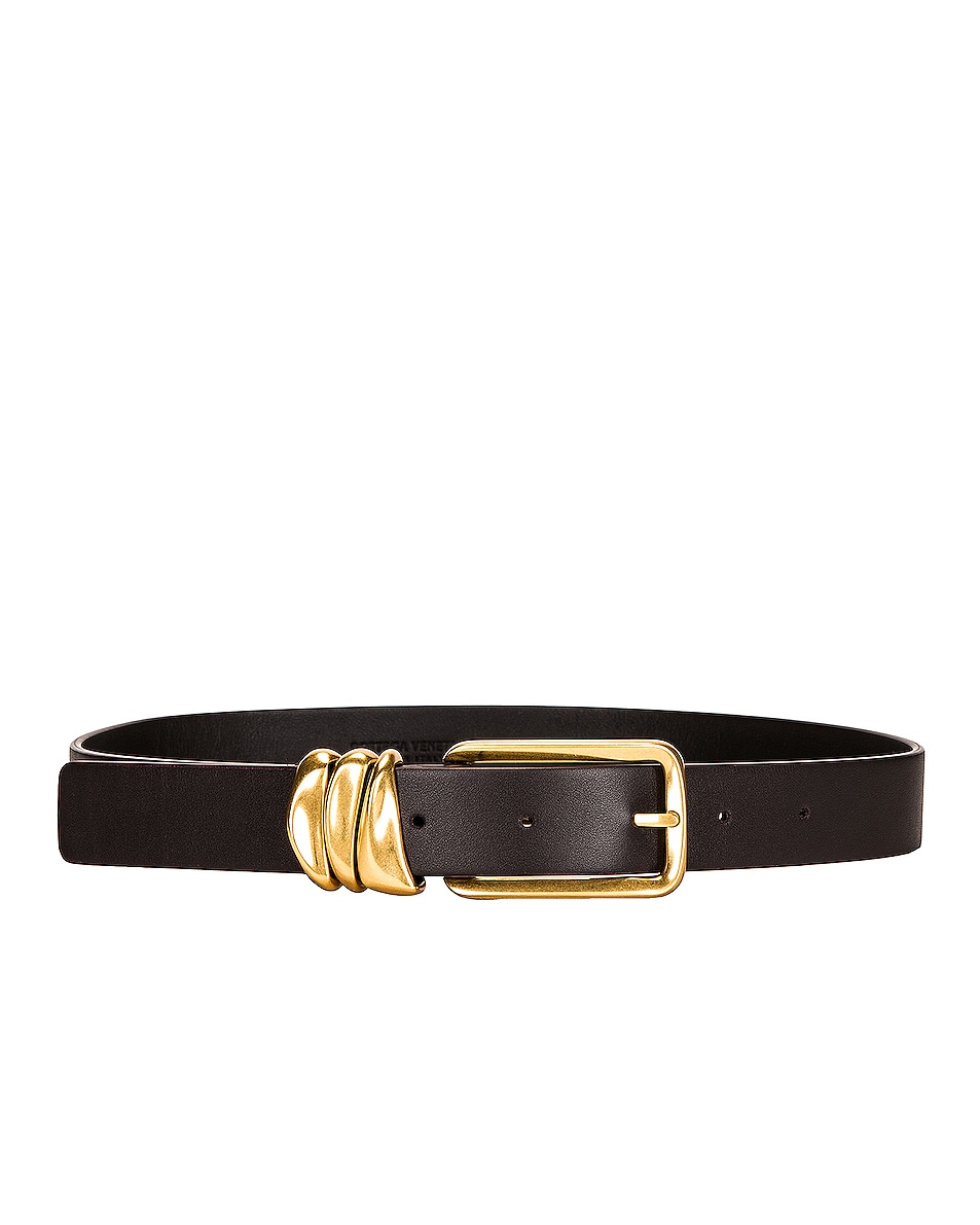 Image 1 of Bottega Veneta Leather Belt in Potion & Gold