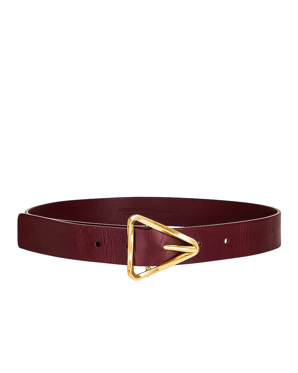 Image 1 of Bottega Veneta Triangle Leather Belt in Barolo & Gold