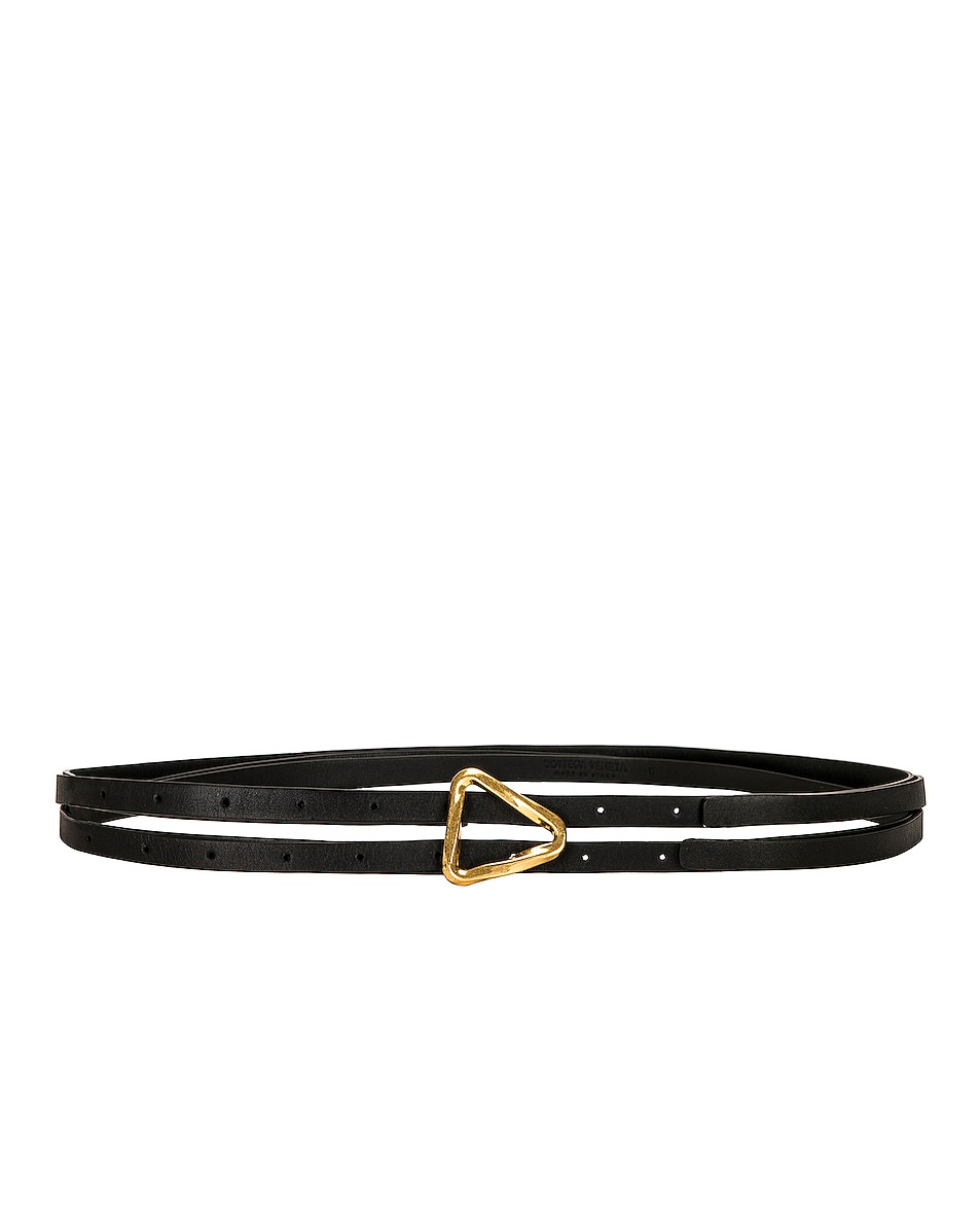 Image 1 of Bottega Veneta Triangle Leather Belt in Black & Gold