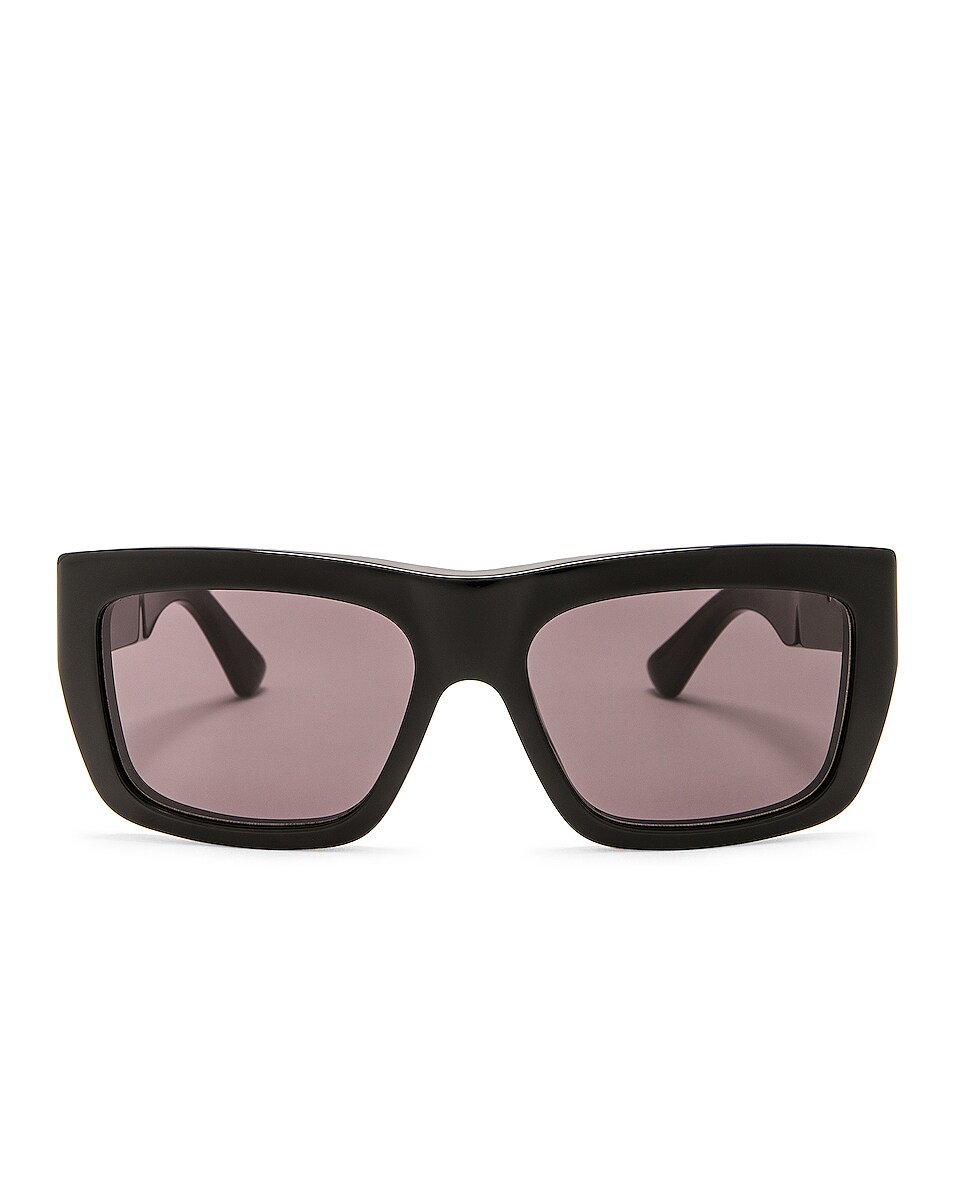 Image 1 of Bottega Veneta Acetate Rectangular Sunglasses in Shiny Black