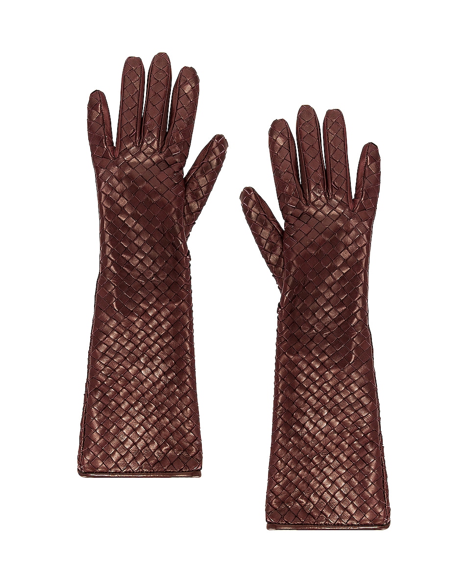 Image 1 of Bottega Veneta Midi Soft Nappa Gloves in Ox Blood