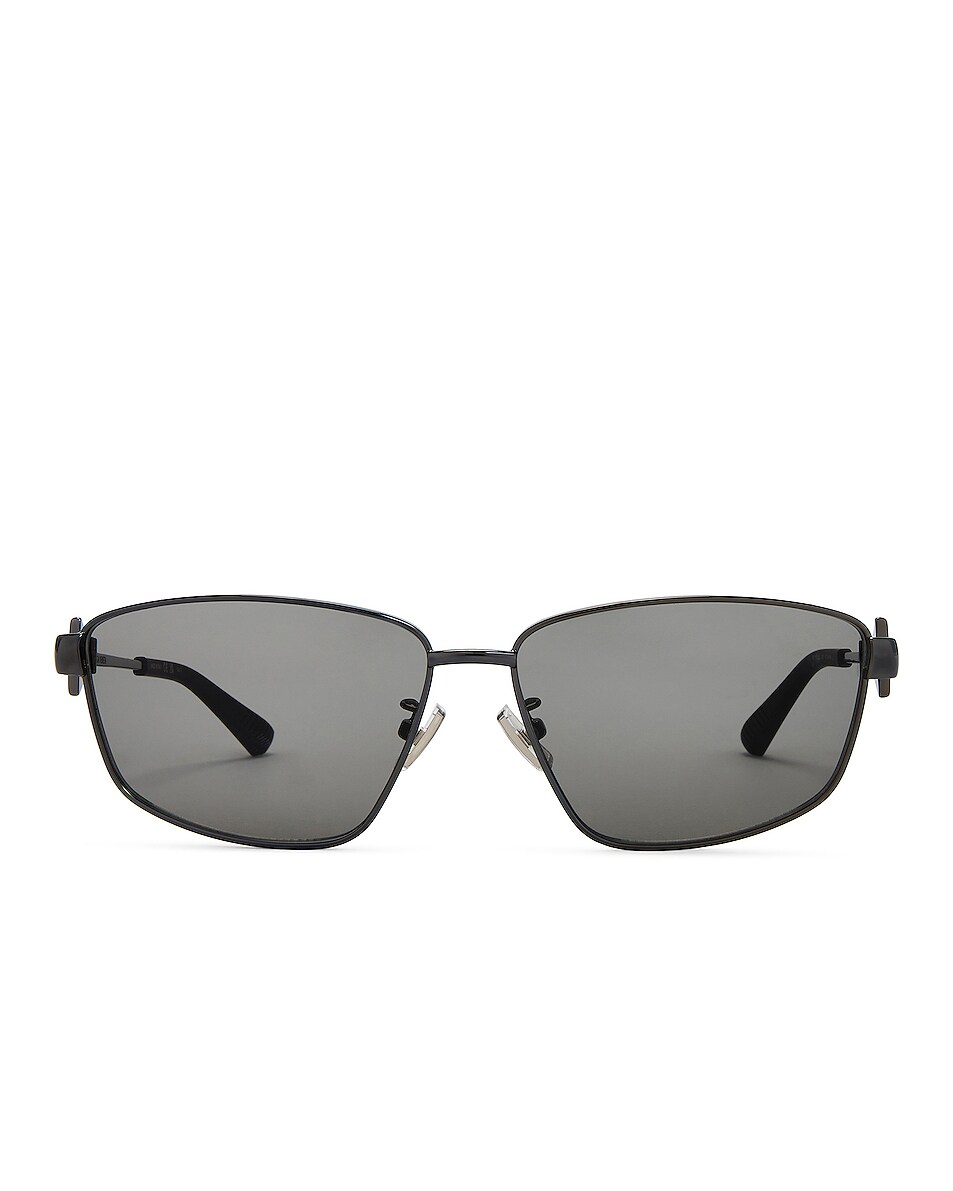 Image 1 of Bottega Veneta Triangular Metal Sunglasses in Shiny Black