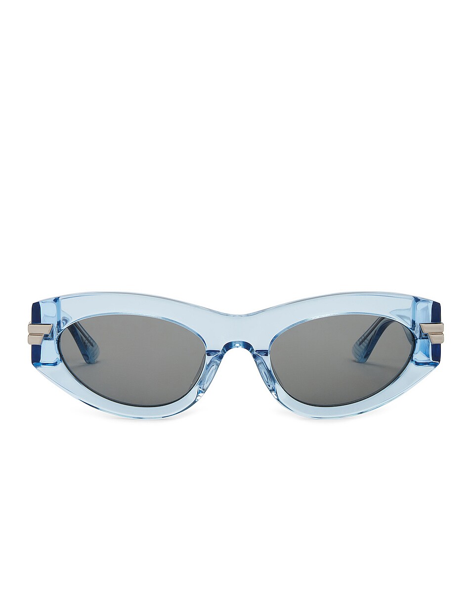 Image 1 of Bottega Veneta Acetate Oval Sunglasses in Transparent Light Blue
