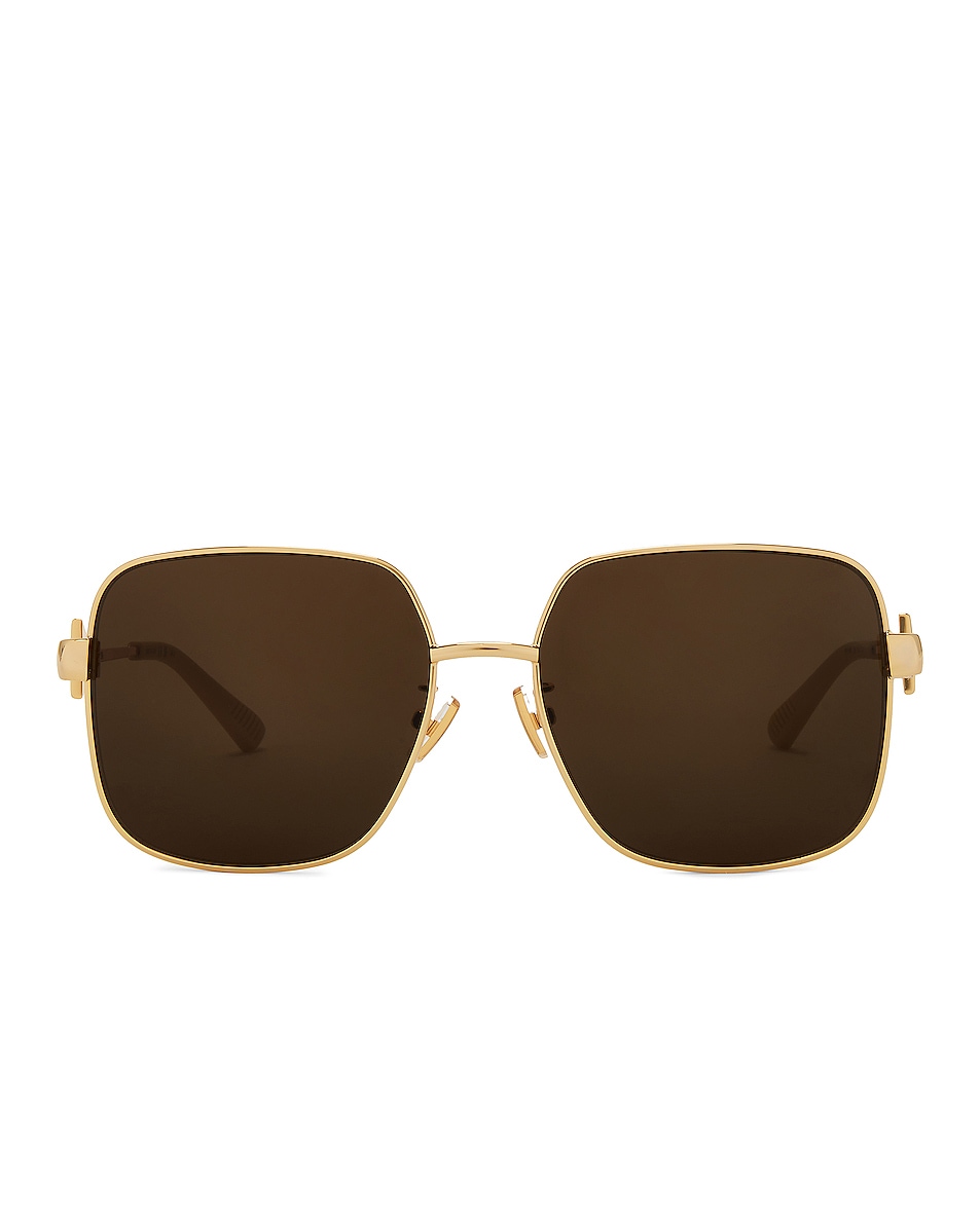Image 1 of Bottega Veneta Square Metal Sunglasses in Shiny Gold