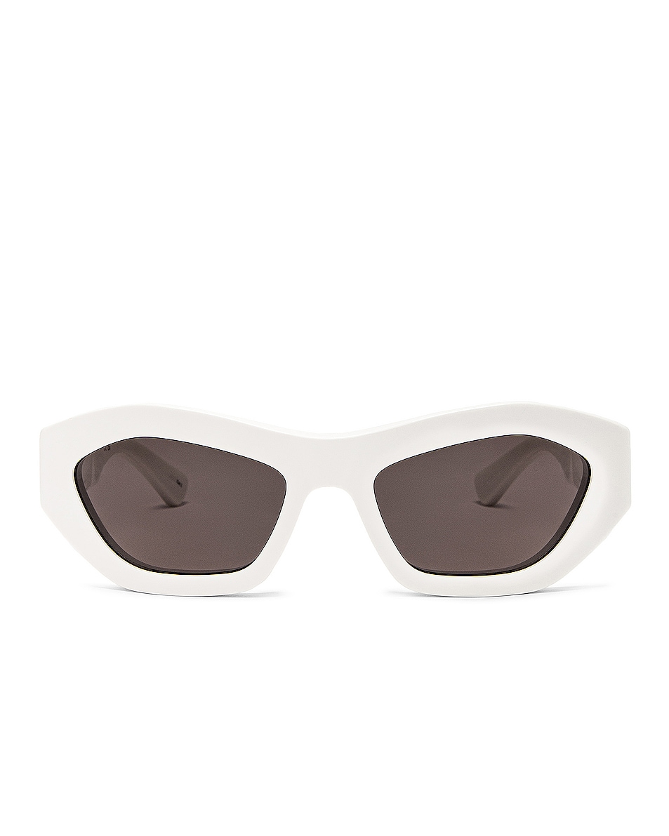 Image 1 of Bottega Veneta New Triangle Geometrical Sunglasses in Shiny Solid Off White