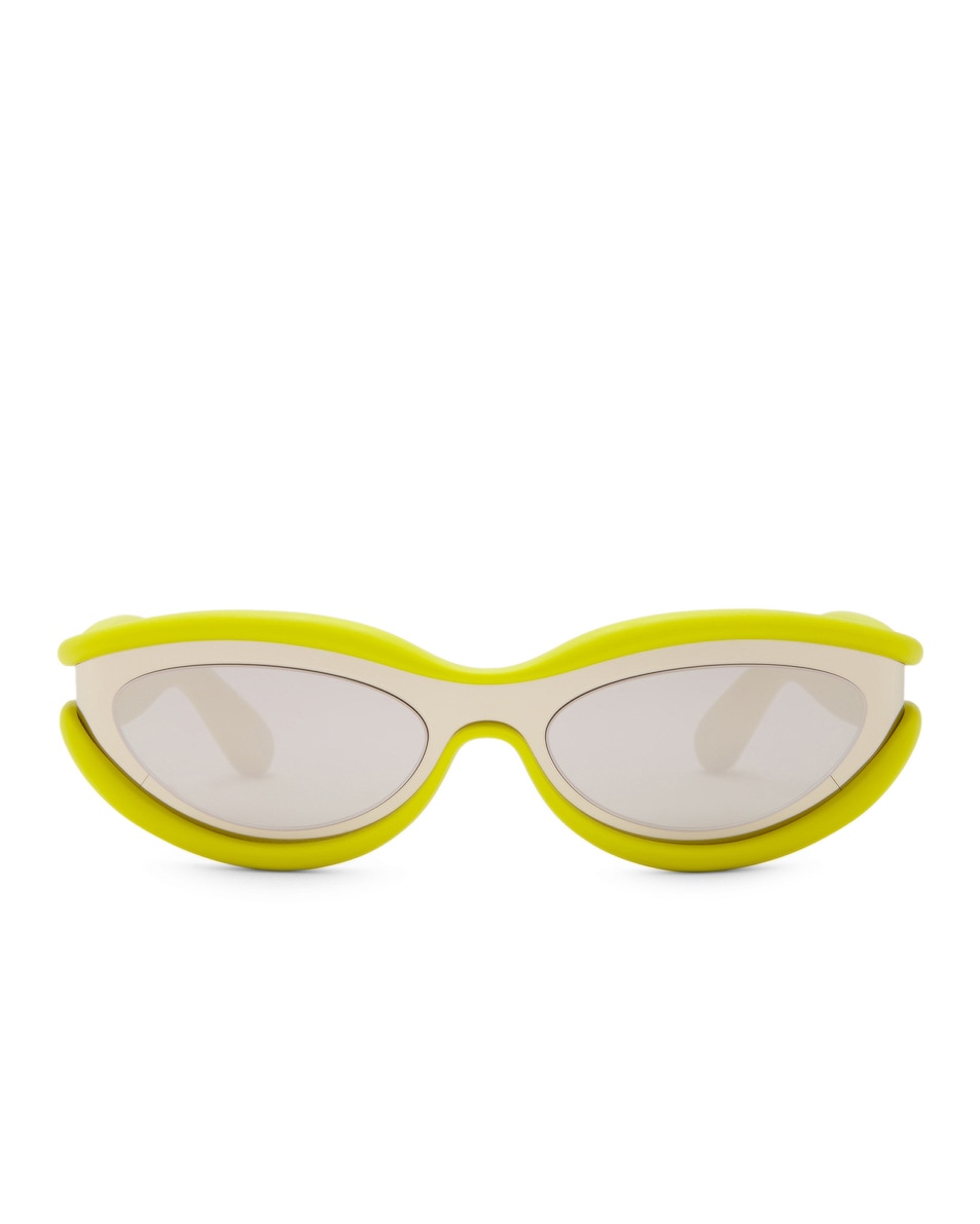 Image 1 of Bottega Veneta Oval Sunglasses in Silver & Green