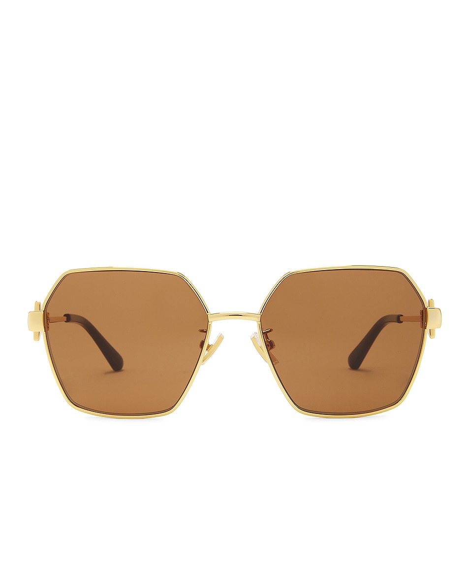 Image 1 of Bottega Veneta Square Sunglasses in Gold