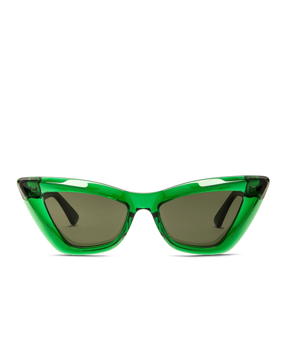 Image 1 of Bottega Veneta Cat Eye Sunglasses Shiny Transparent Btv Green in Shiny Transparent Btv Green