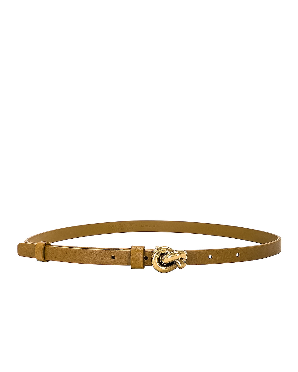 Image 1 of Bottega Veneta Knot Leather Belt in Acorn & Muse Brass